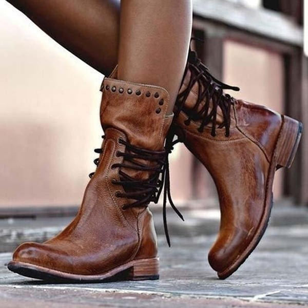 Hollis & June | Ciss Vintage Lace-Up Boots