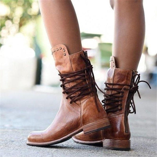 Hollis & June | Ciss Vintage Lace-Up Boots