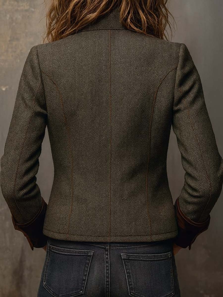 Hollis & June | Magdalene Herringbone Contrast Blazer