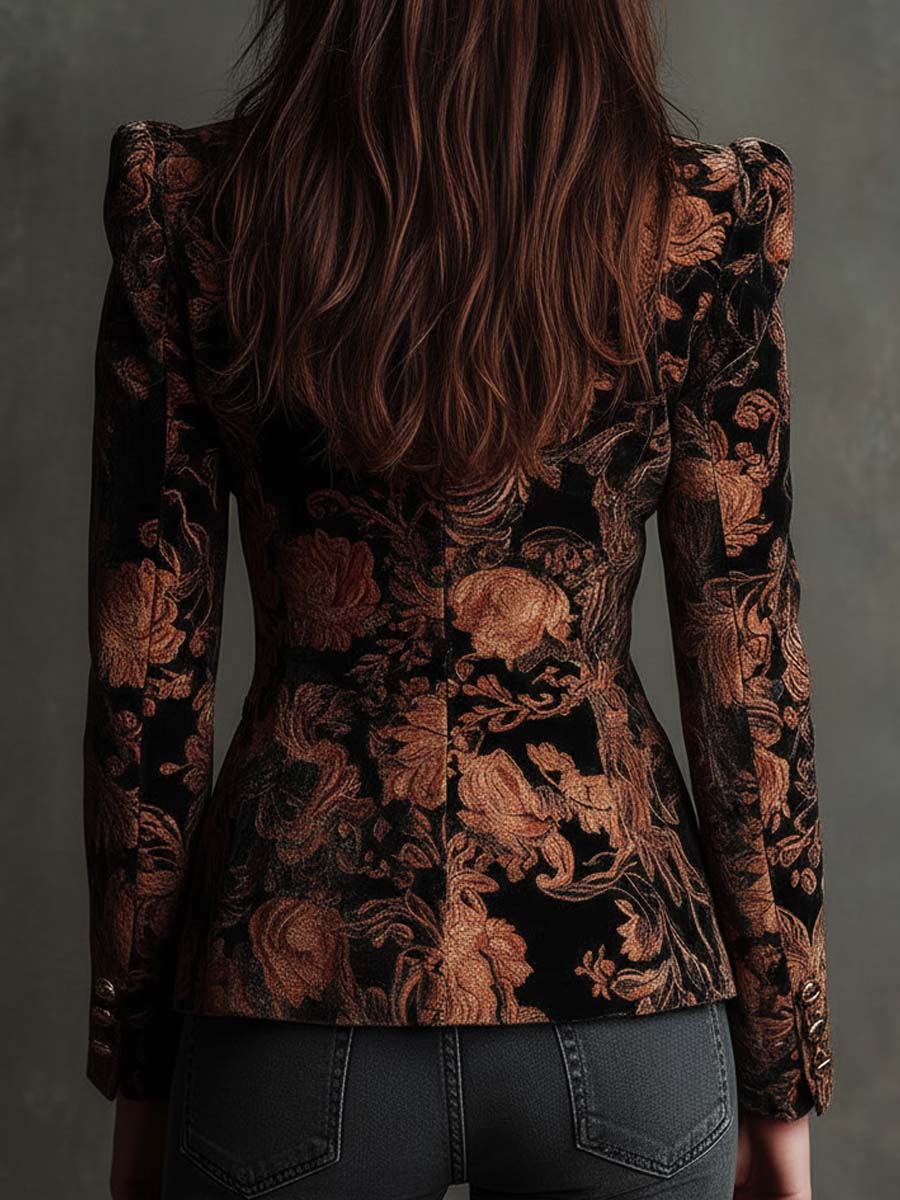 Hollis & June | Kara Bronze Floral Tailored Blazer