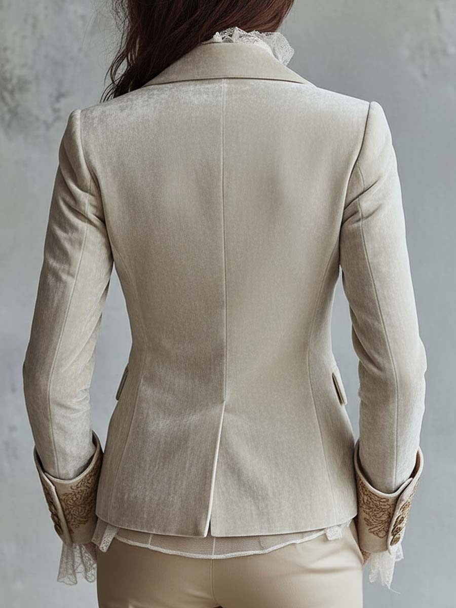 Hollis & June | Jenna Ivory Embroidered Blazer
