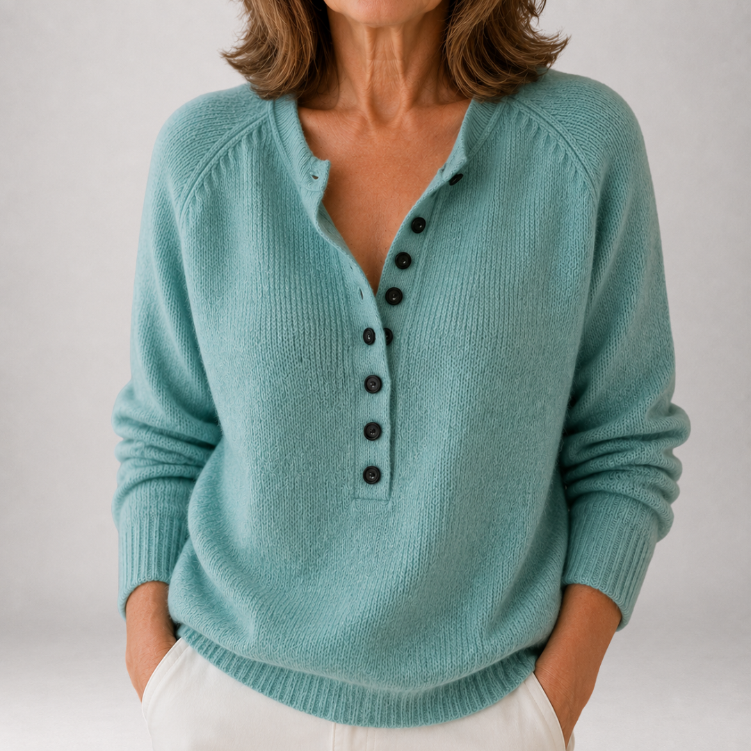 Hollis & June | Bronte Button Placket Henley Sweater