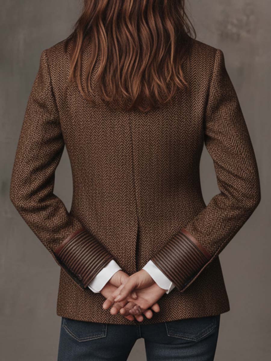 Hollis & June | Alessia Herringbone Panel Blazer