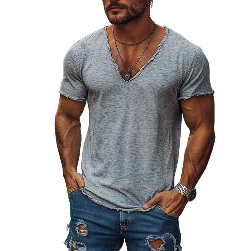 Zane Raw Edge V-Neck Tee