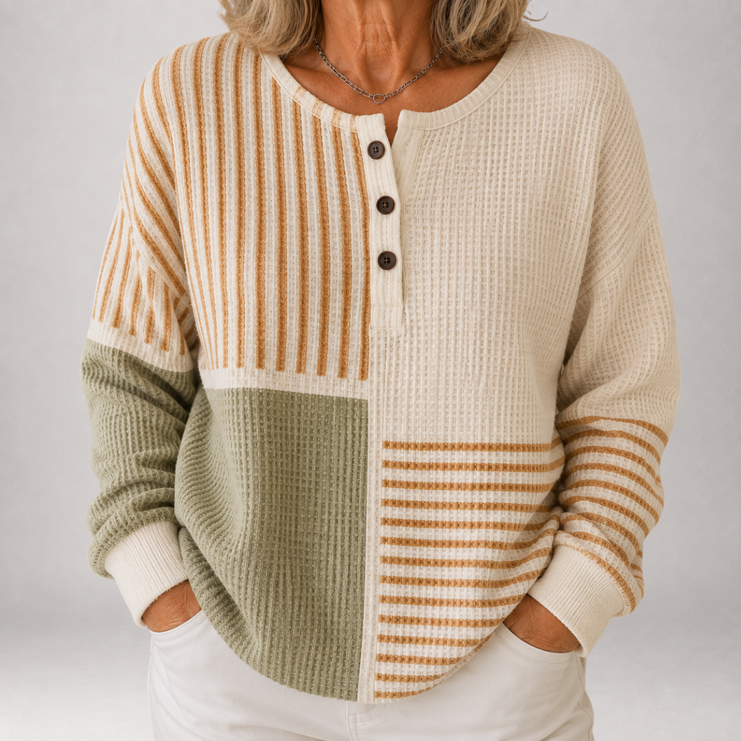 Hollis & June | Lenore Colour-Block Waffle Henley