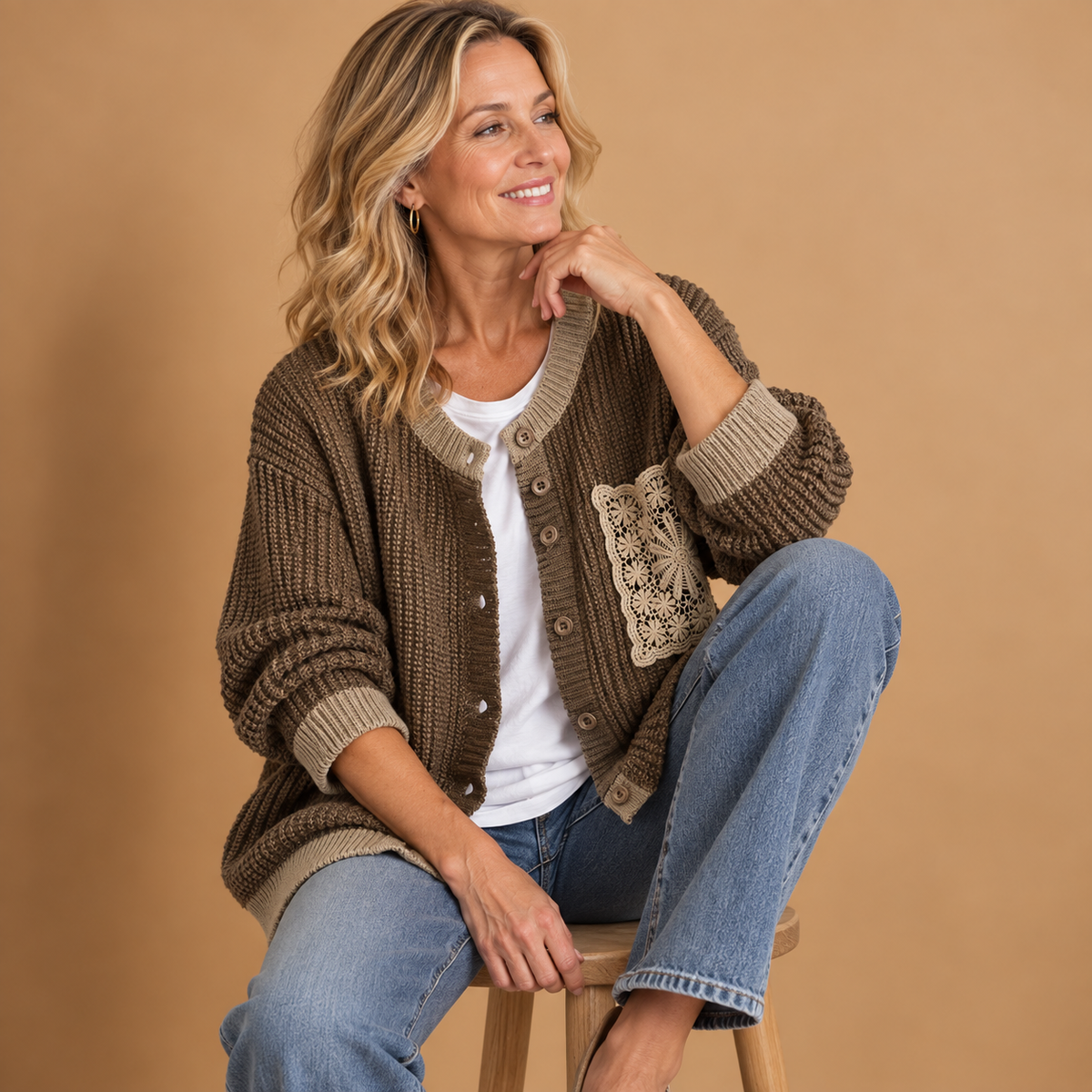 Hollis & June | Marcelline Lace Pocket Knit Coat