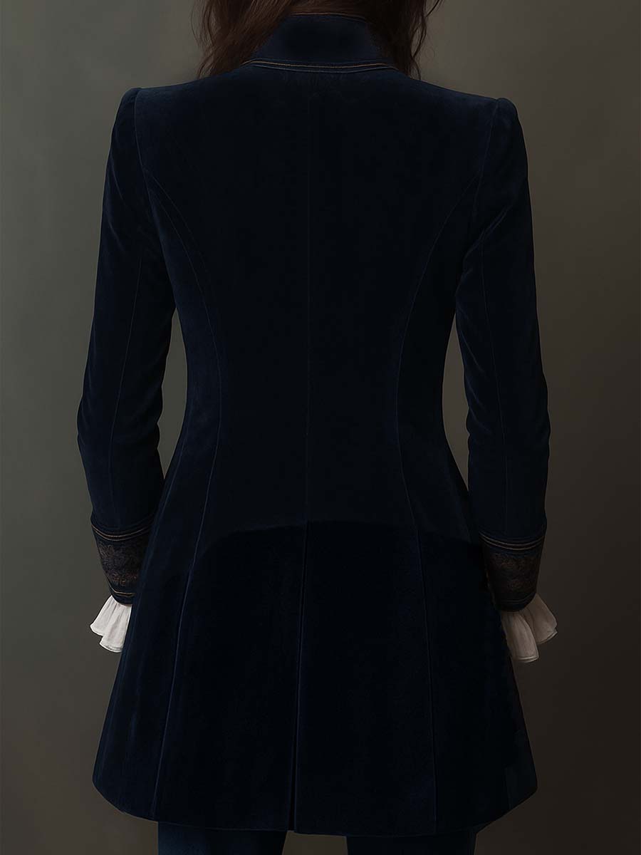 Hollis & June | Cleo Navy Embroidered Longline Blazer