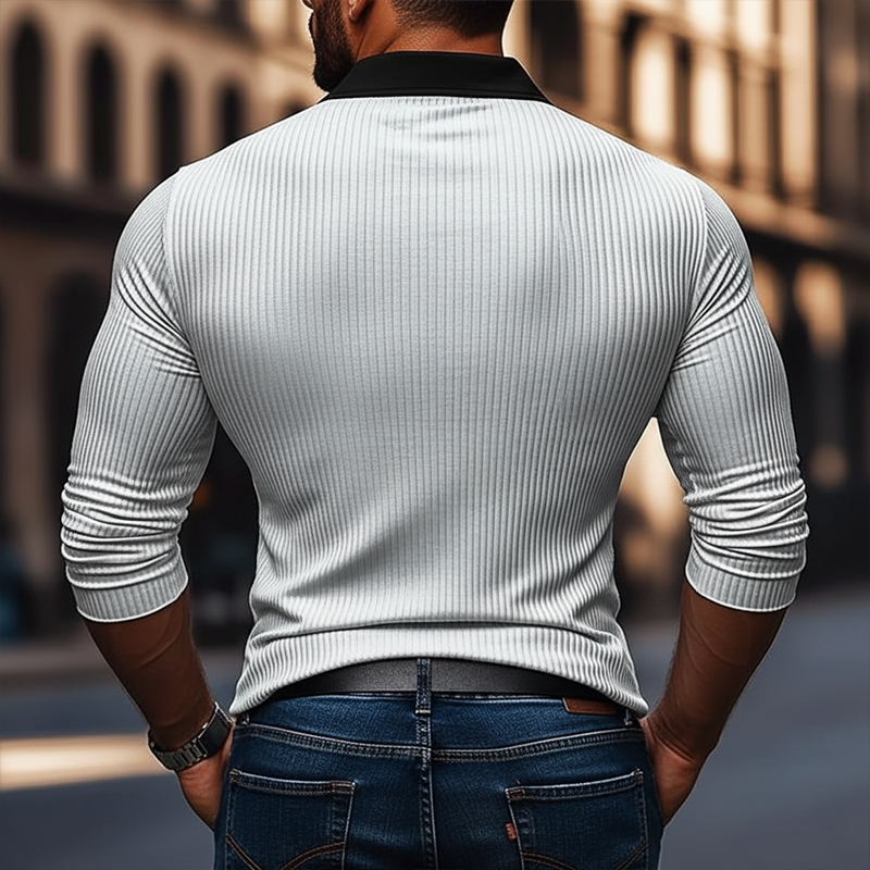 Marek Striped Polo Knit