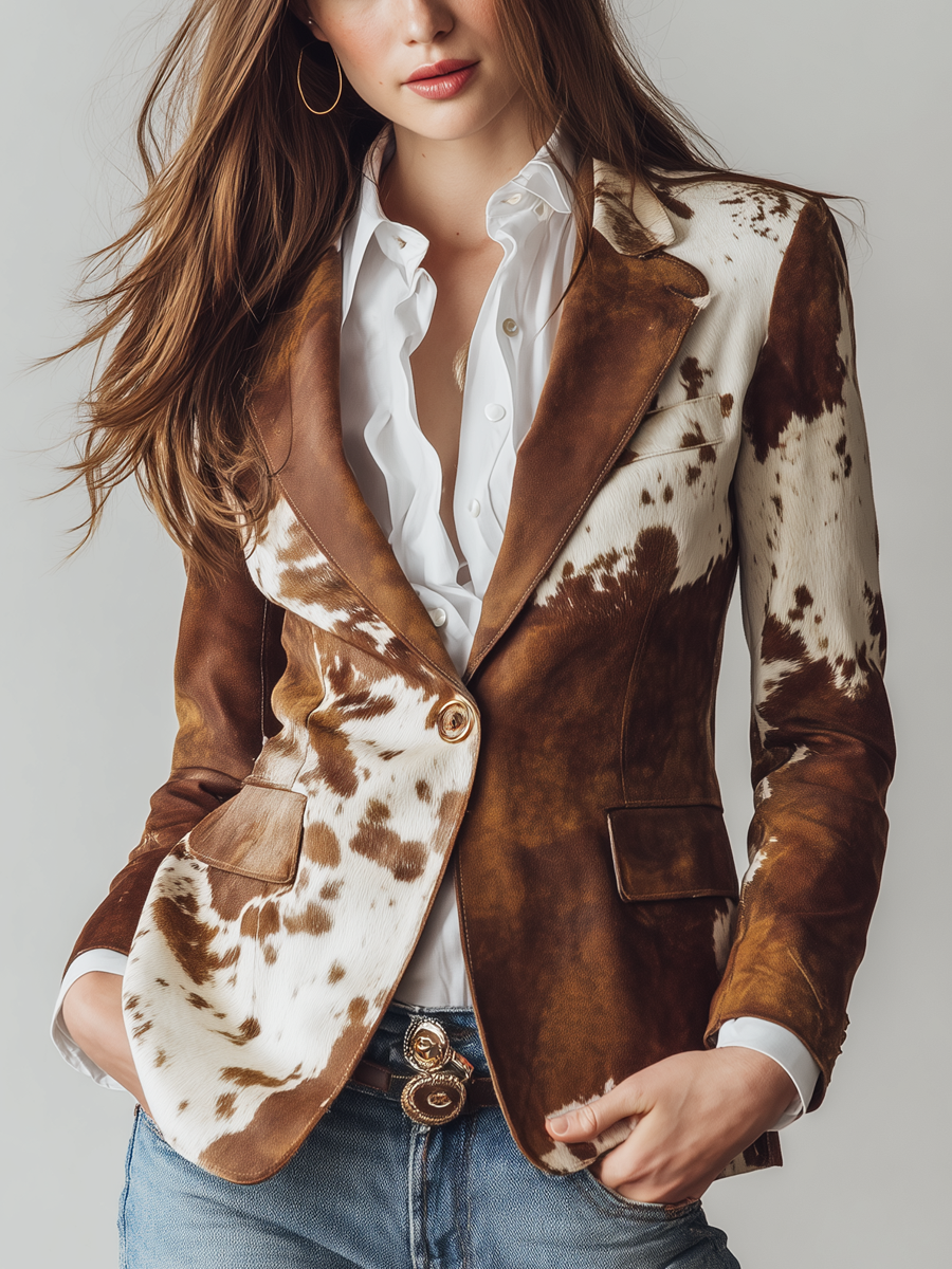 Hollis & June | Tasha Cow Print Blazer