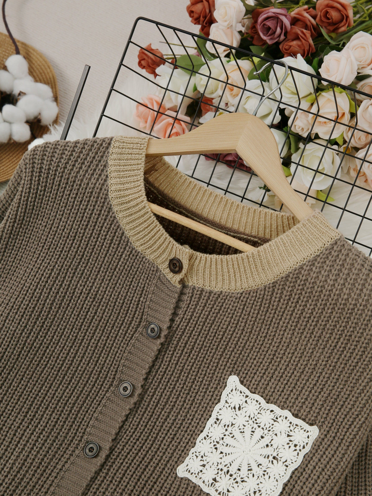 Hollis & June | Marcelline Lace Pocket Knit Coat