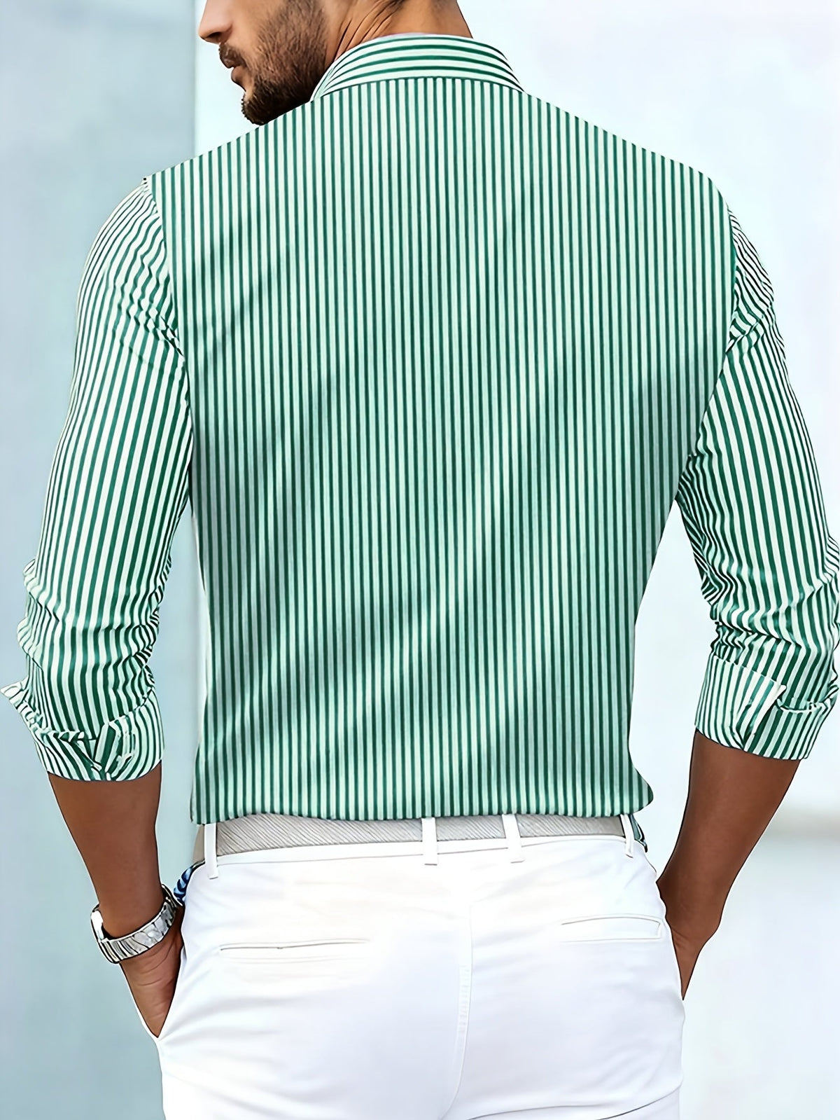 Hollis & June | Men's Vintage Striped Long-Sleeve Shirt