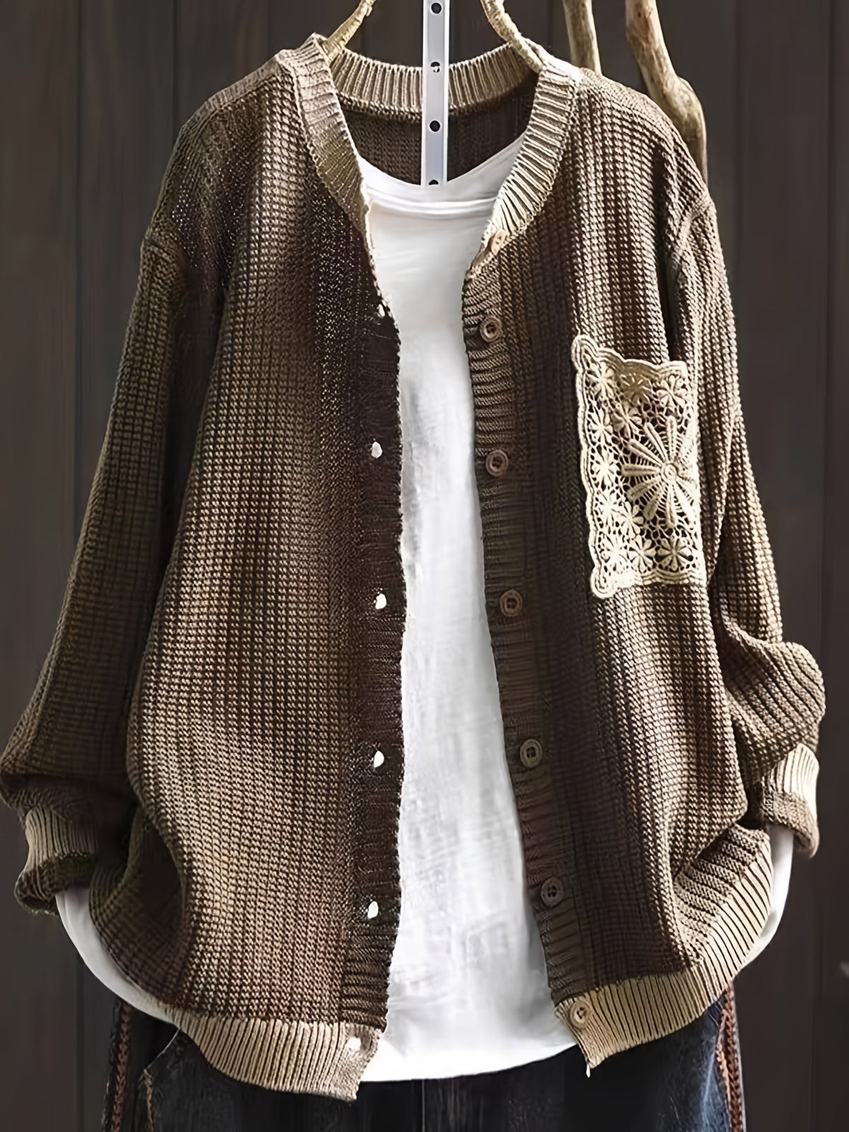 Hollis & June | Marcelline Lace Pocket Knit Coat