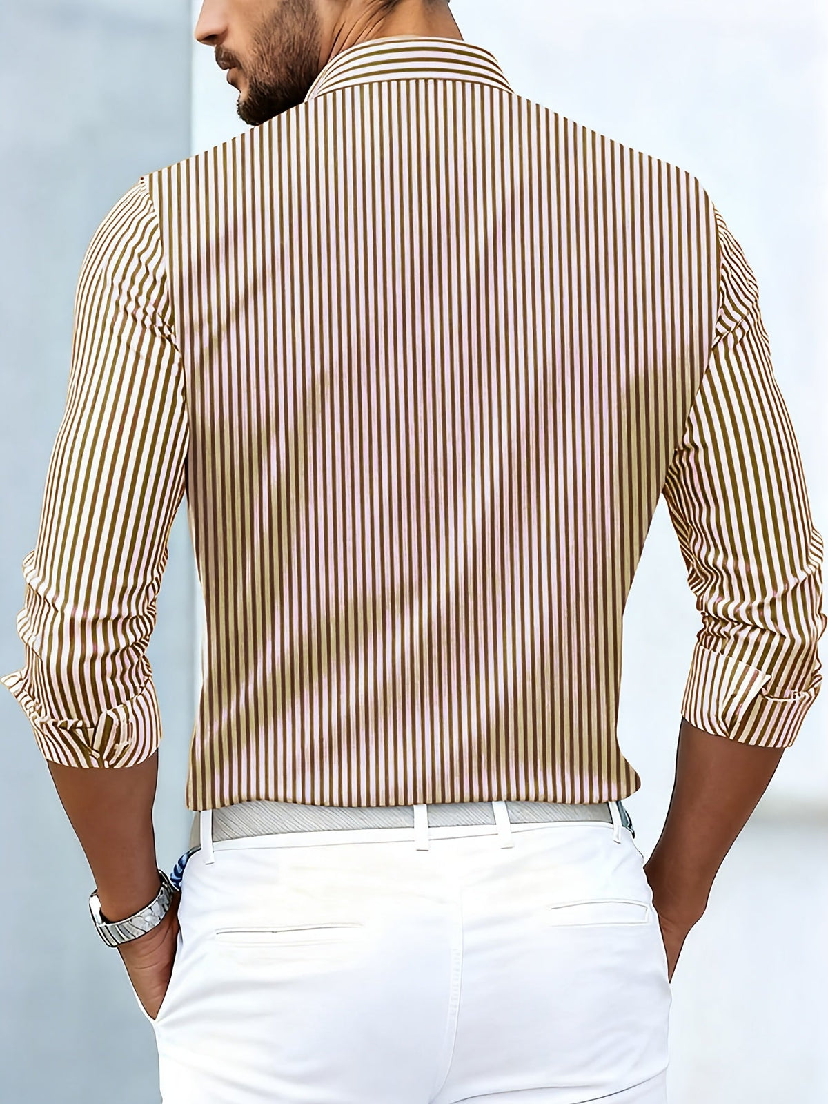 Hollis & June | Men's Vintage Striped Long-Sleeve Shirt