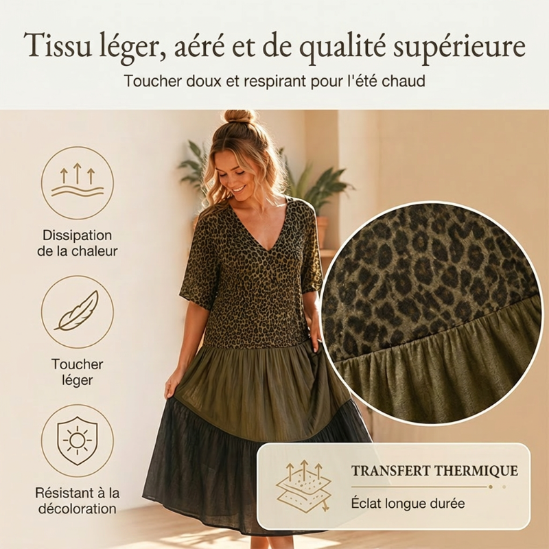 Hollis & June | Leopard Print Tiered Maxi Dress