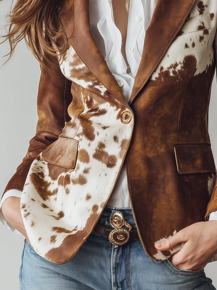 Hollis & June | Tasha Cow Print Blazer