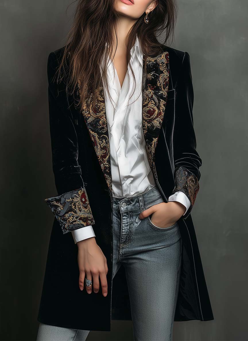 Hollis & June | Alana Baroque Slim-Fit Blazer