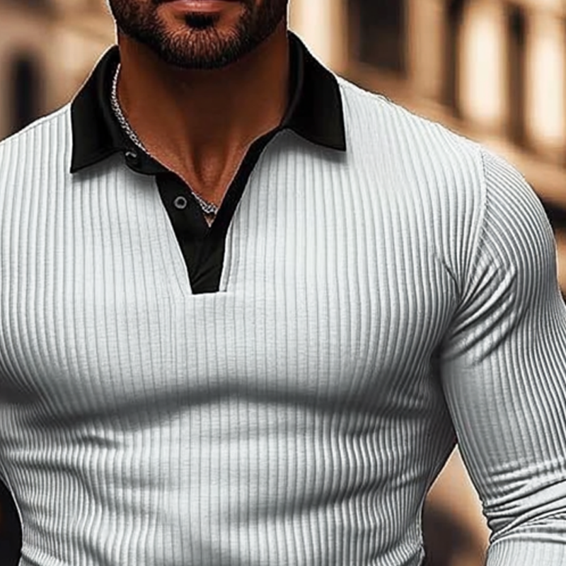 Marek Striped Polo Knit