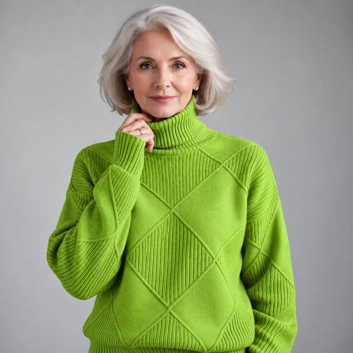 Hollis & June | Vivienne Geometric Turtleneck Sweater