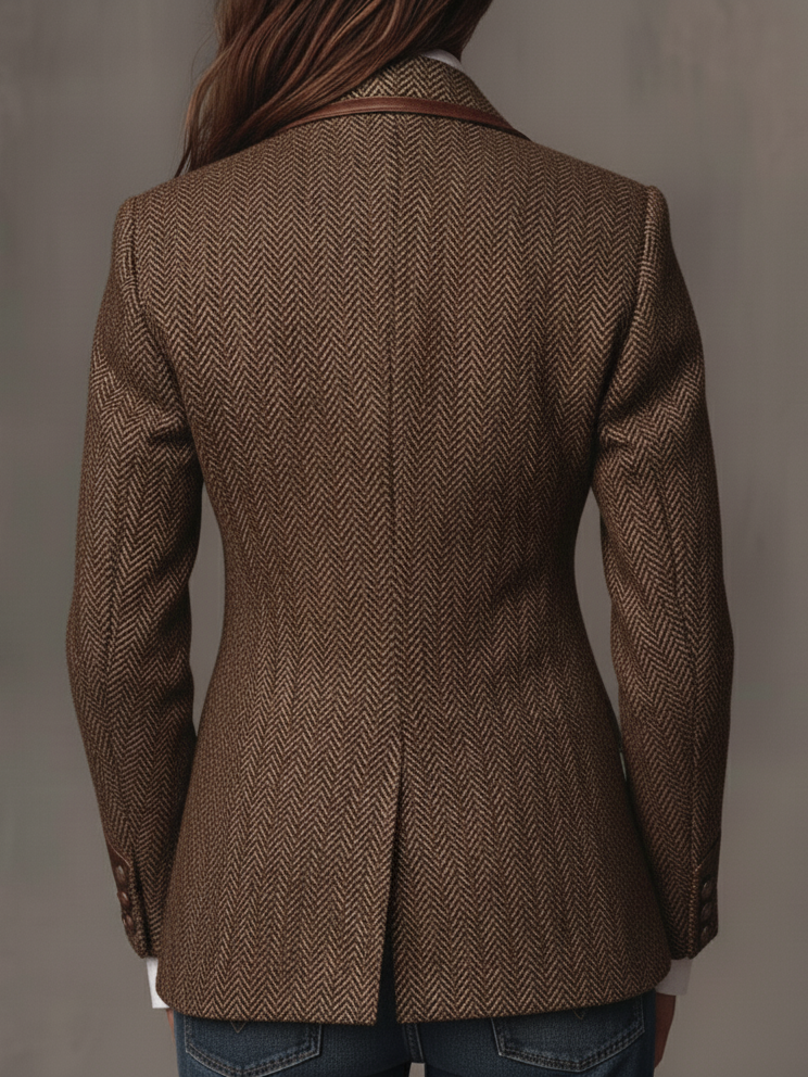 Hollis & June | Alessia Herringbone Panel Blazer