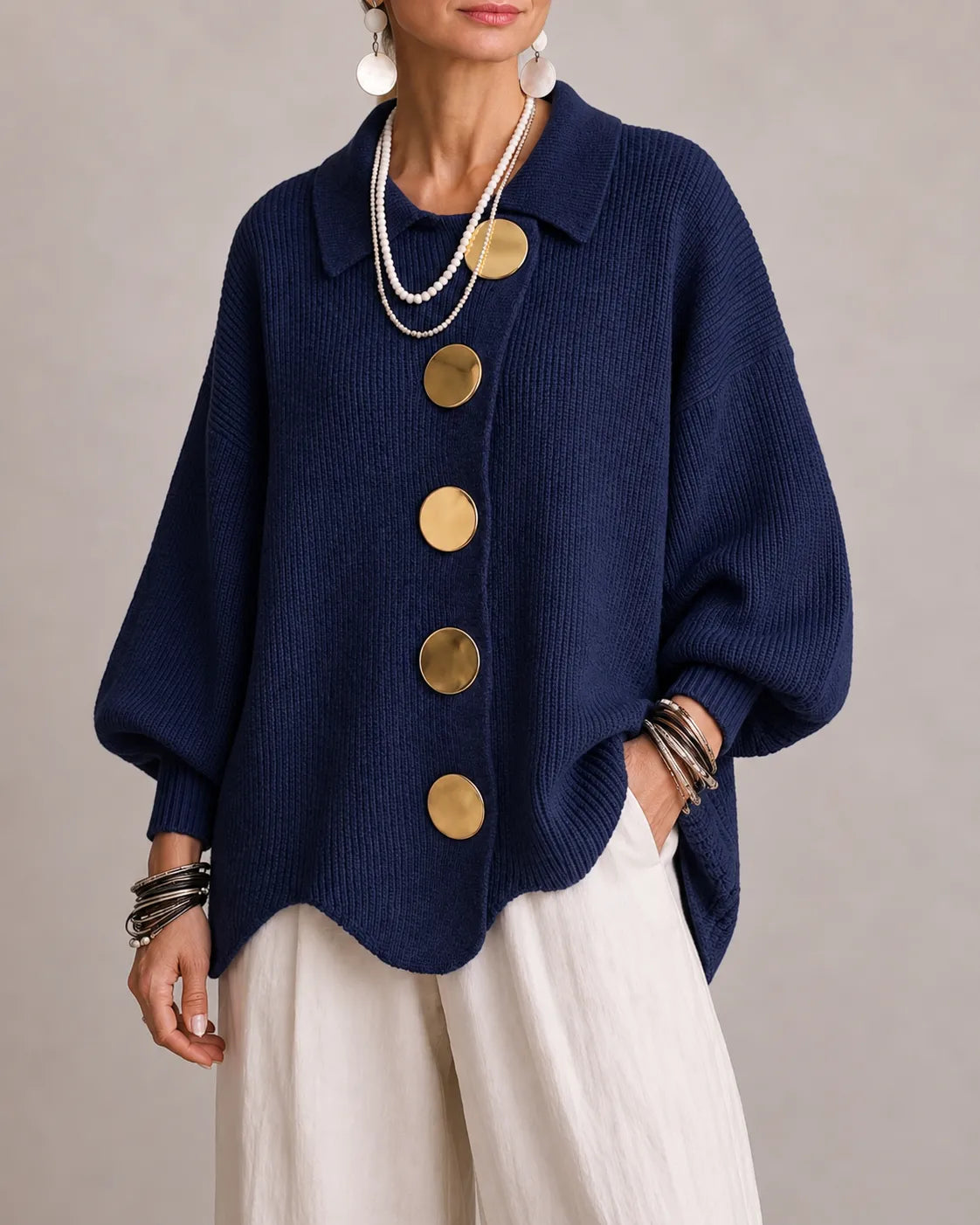 Hollis & June | Elara Oversized Button Knit Cardigan