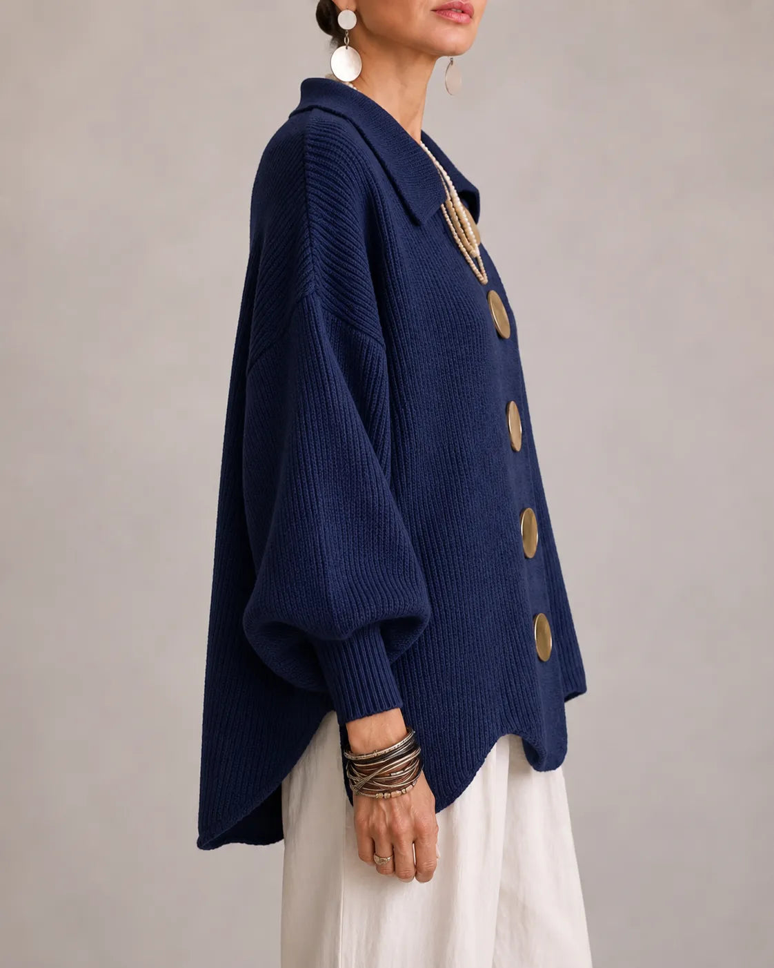 Hollis & June | Elara Oversized Button Knit Cardigan