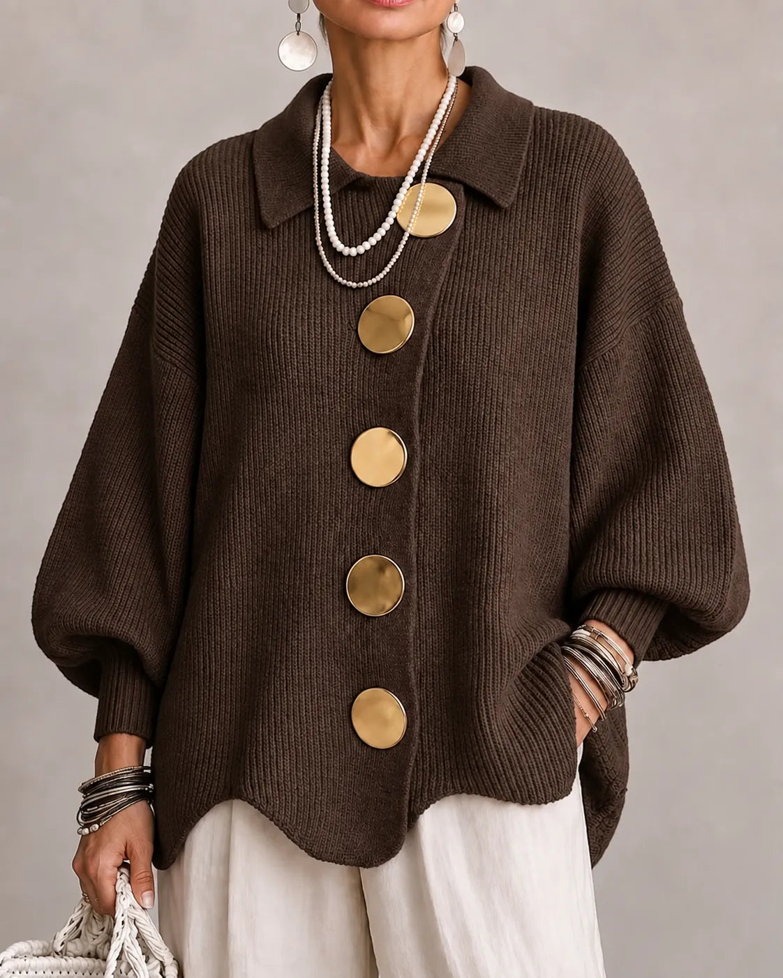 Hollis & June | Elara Oversized Button Knit Cardigan