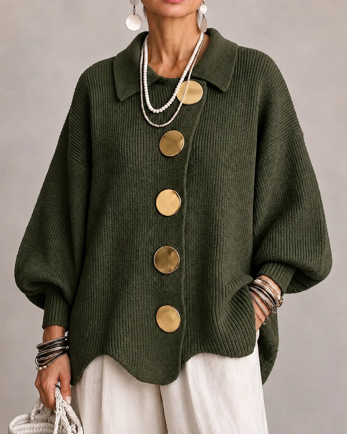 Hollis & June | Elara Oversized Button Knit Cardigan