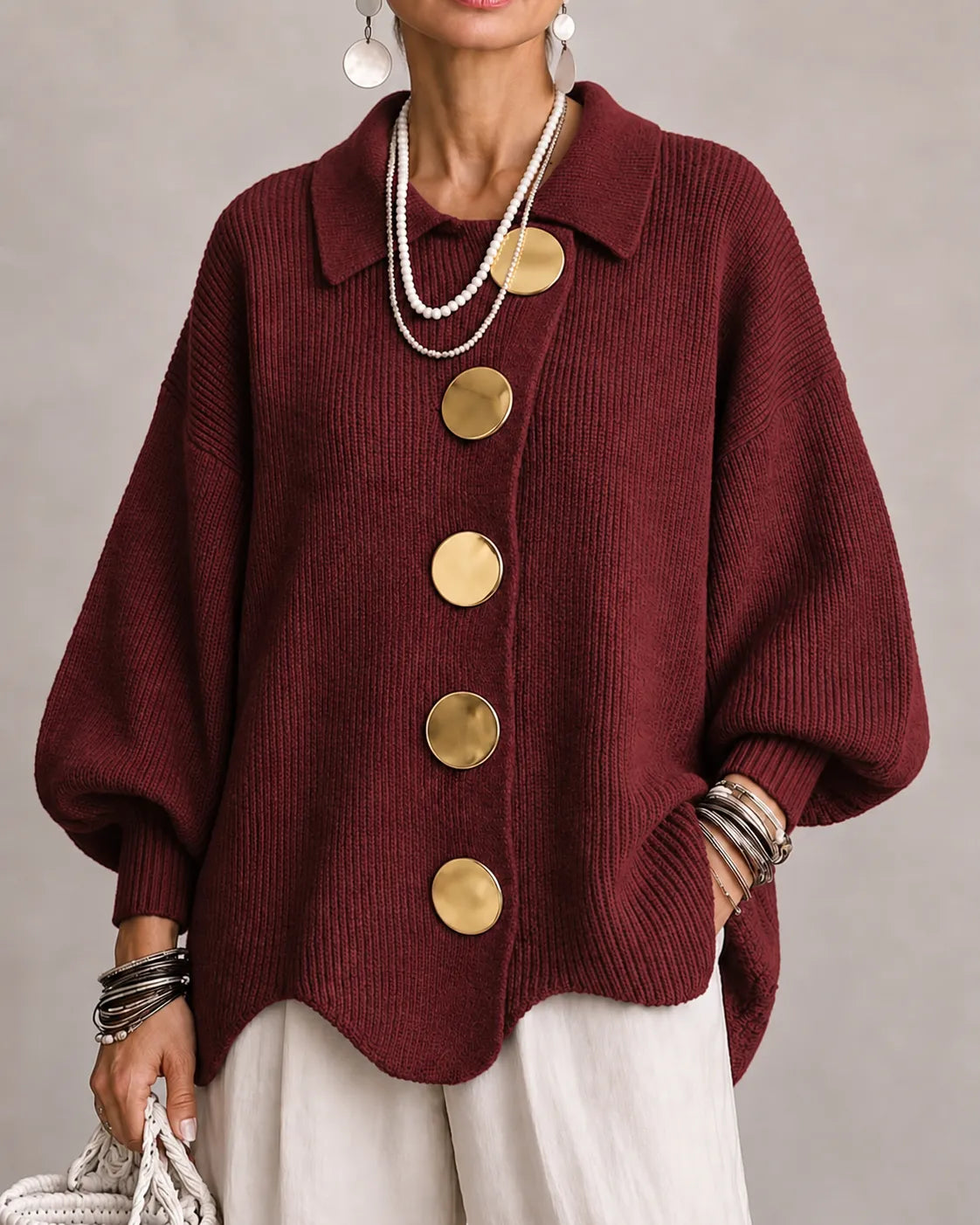 Hollis & June | Elara Oversized Button Knit Cardigan