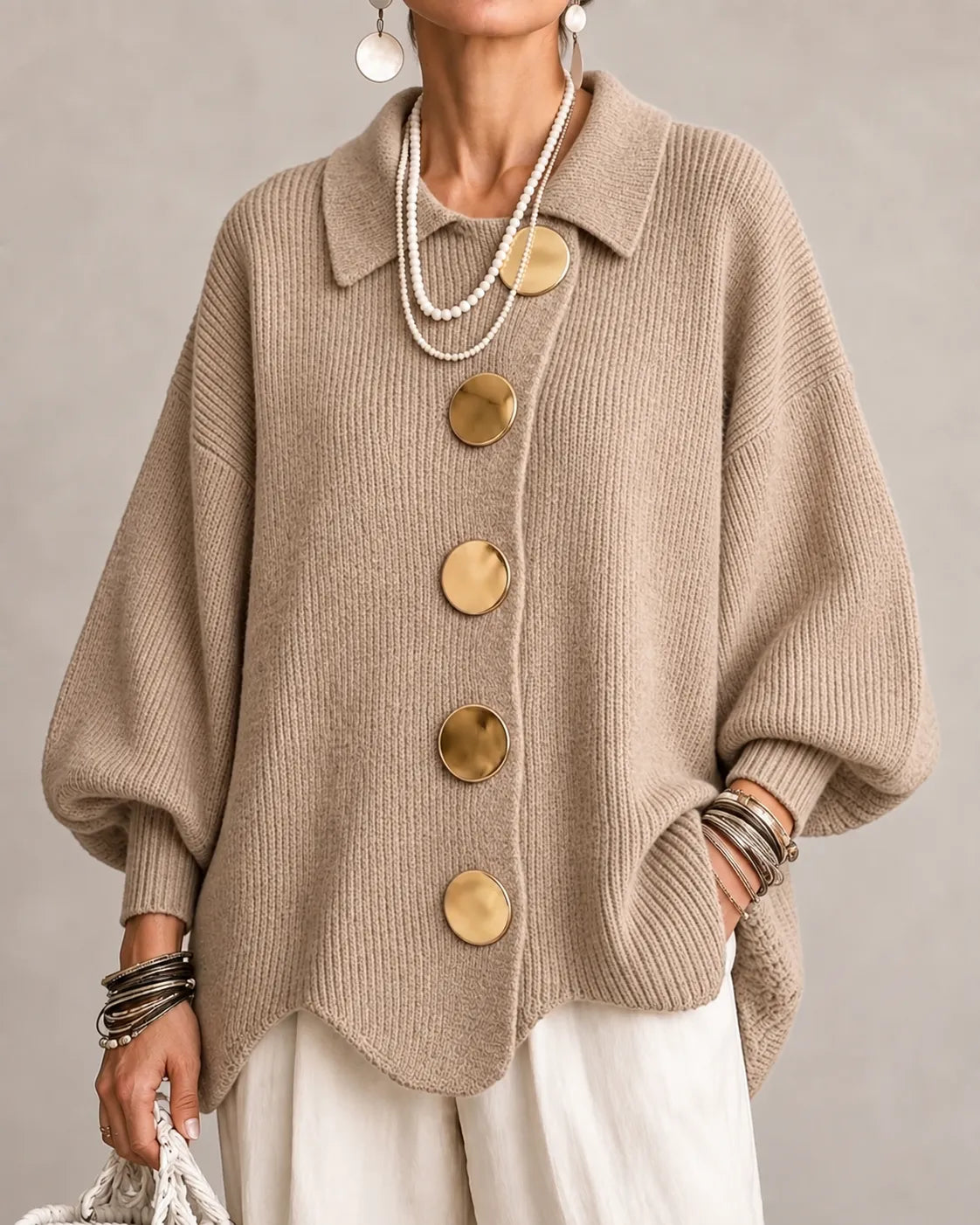 Hollis & June | Elara Oversized Button Knit Cardigan
