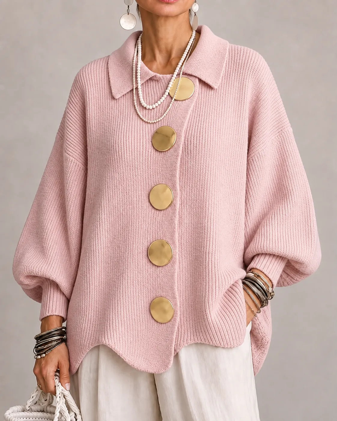 Hollis & June | Elara Oversized Button Knit Cardigan