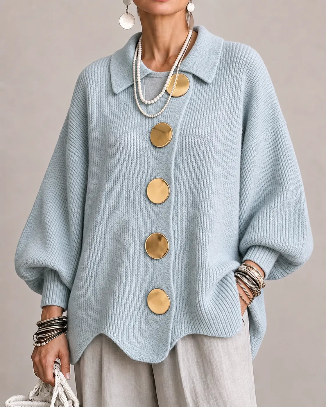 Hollis & June | Elara Oversized Button Knit Cardigan