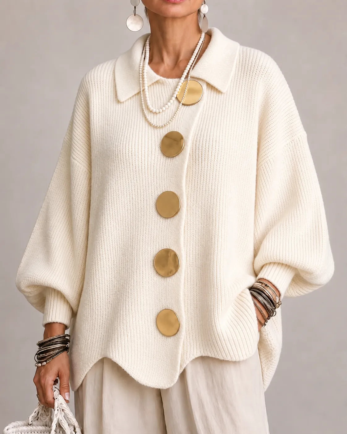 Hollis & June | Elara Oversized Button Knit Cardigan