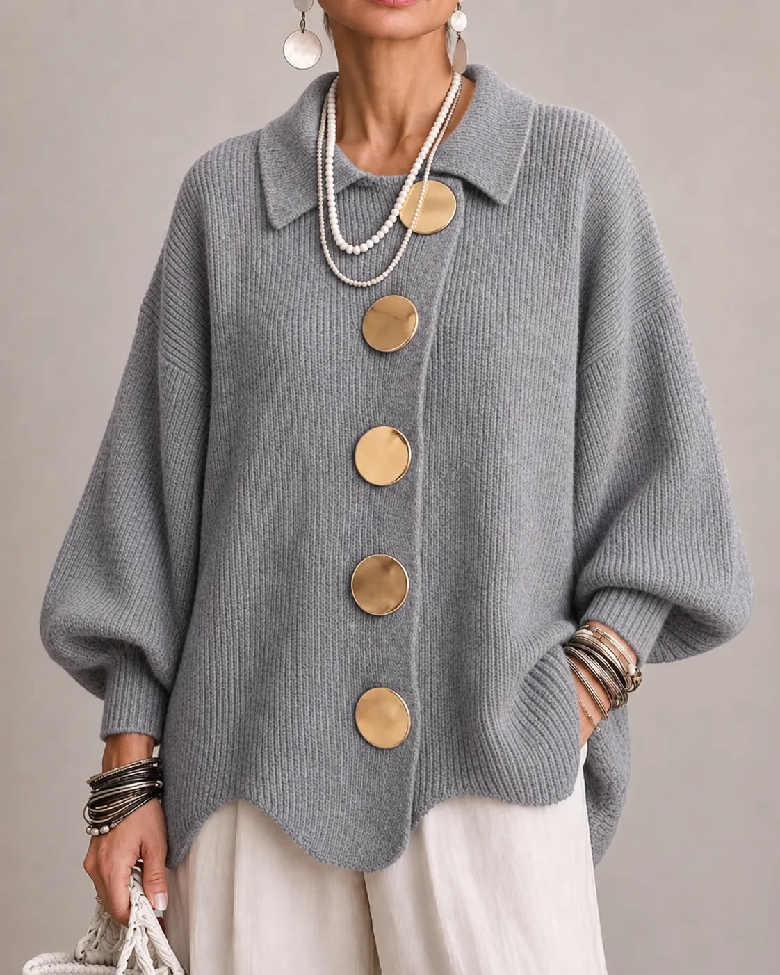 Hollis & June | Elara Oversized Button Knit Cardigan