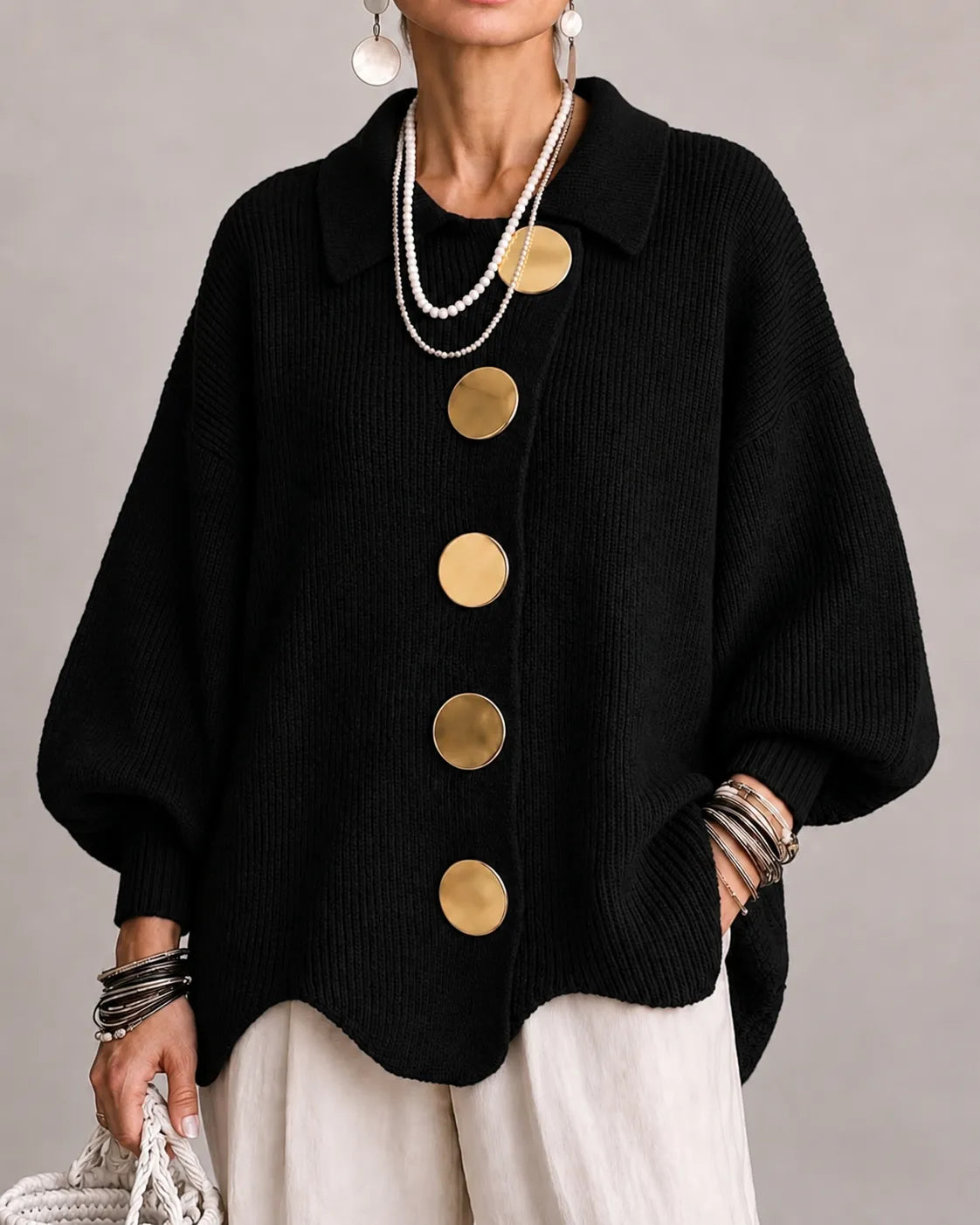 Hollis & June | Elara Oversized Button Knit Cardigan
