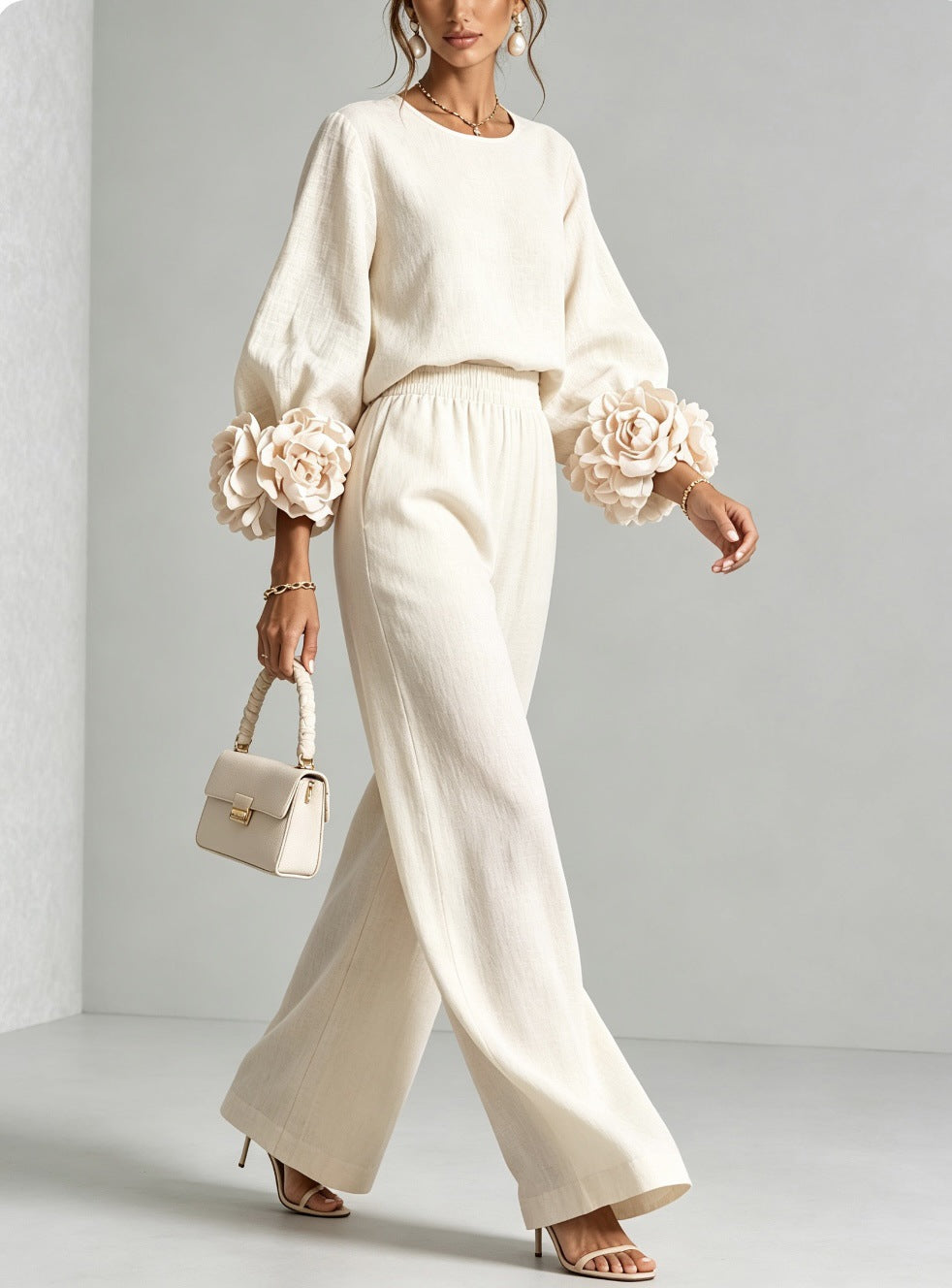 Hollis & June | Lenna Floral-Cuff Top & Trouser Set