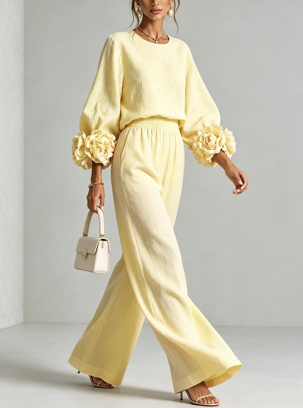 Hollis & June | Lenna Floral-Cuff Top & Trouser Set