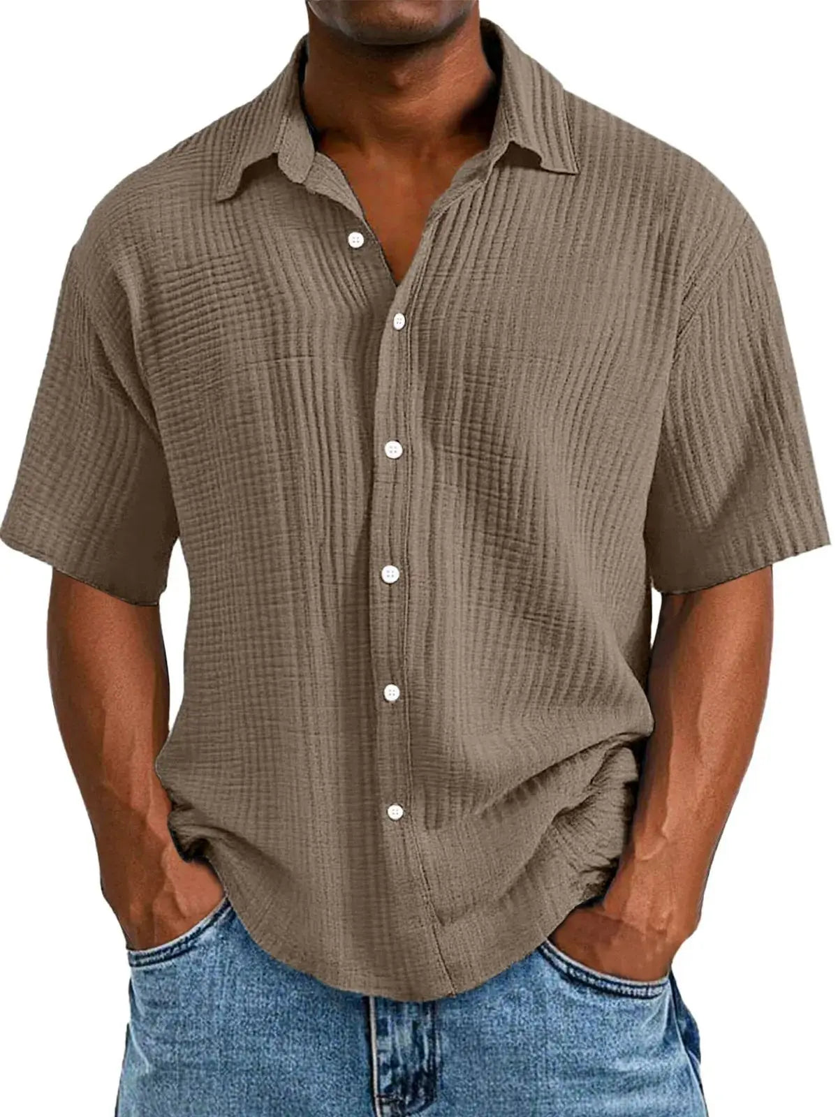 Hollis & June | Crinkle Short-Sleeve Shirt