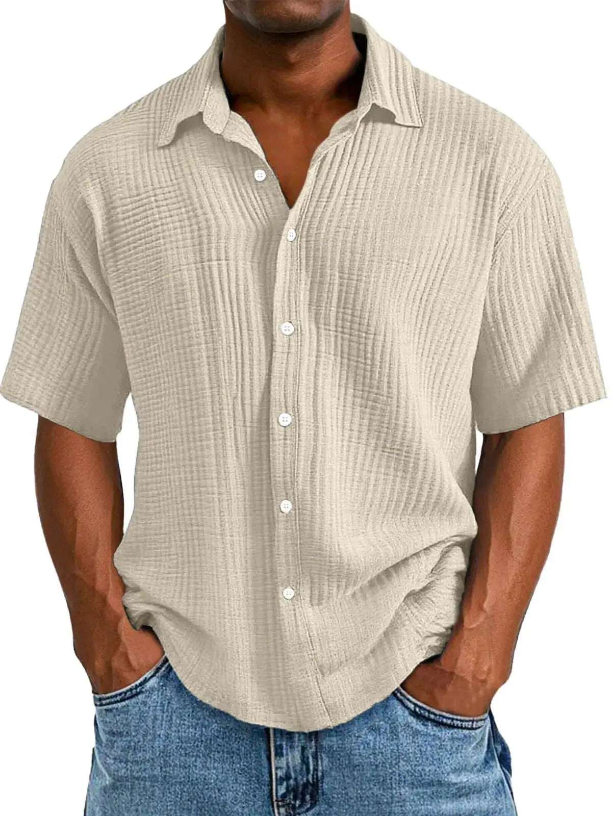 Hollis & June | Crinkle Short-Sleeve Shirt