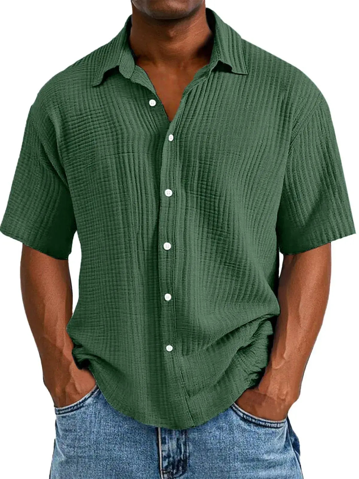 Hollis & June | Crinkle Short-Sleeve Shirt