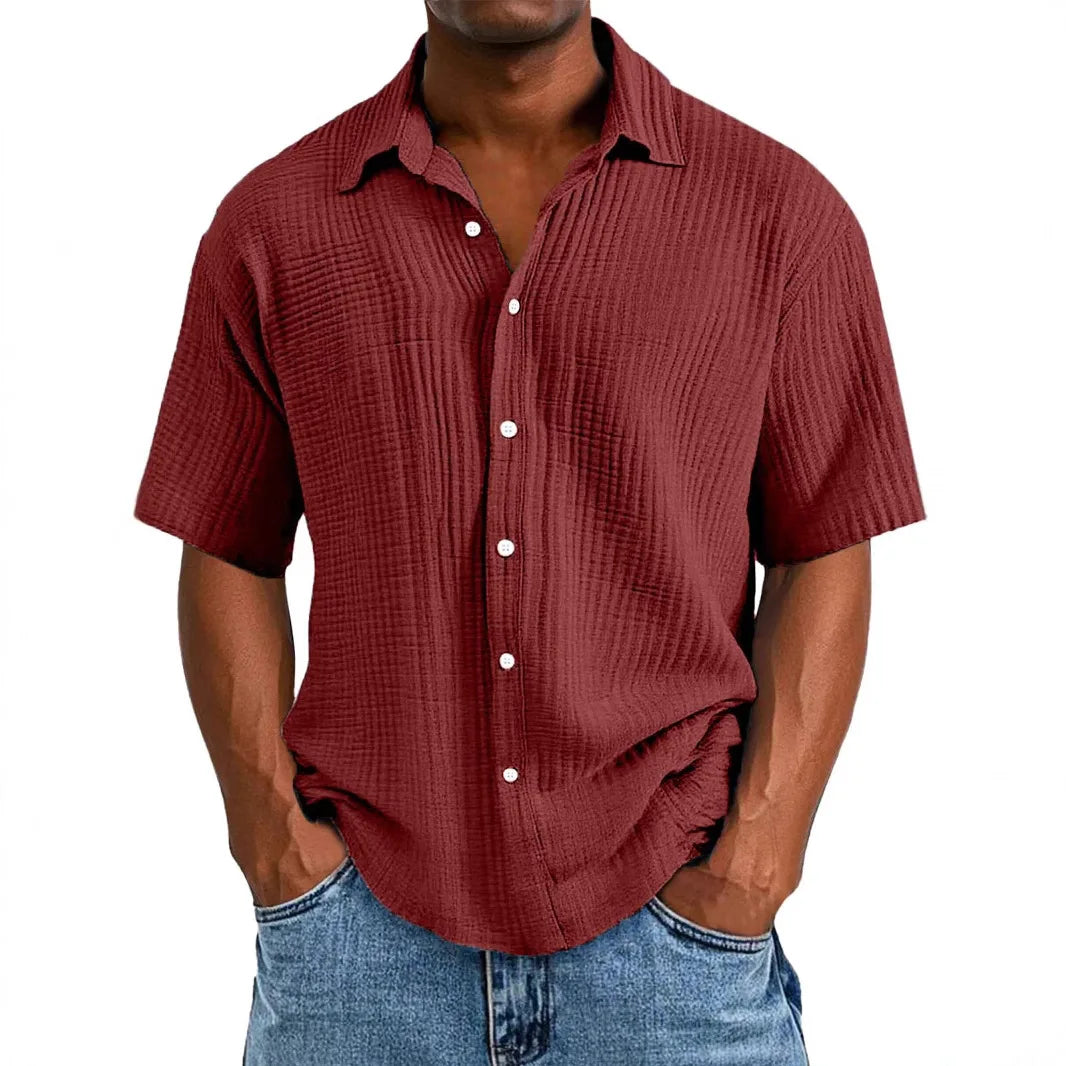 Hollis & June | Crinkle Short-Sleeve Shirt