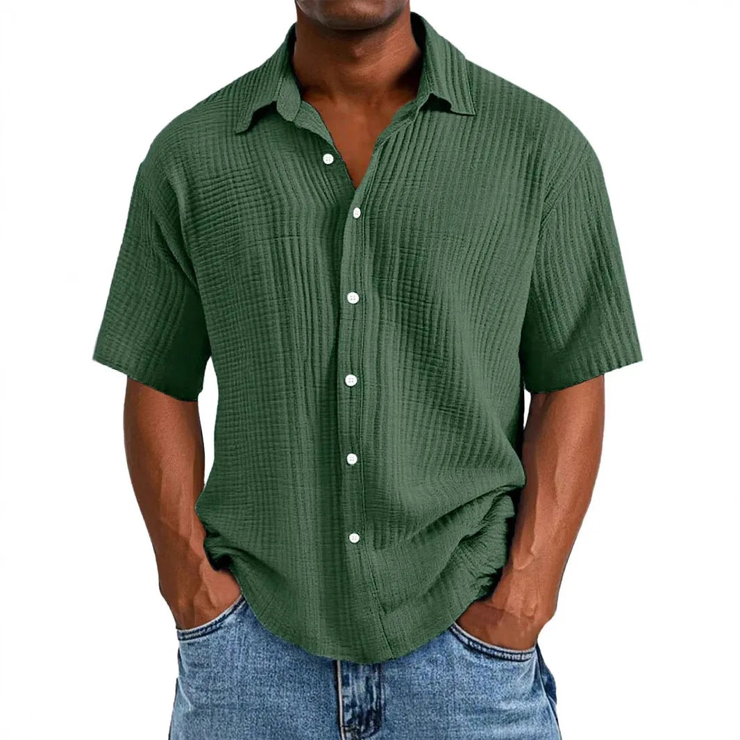 Hollis & June | Crinkle Short-Sleeve Shirt