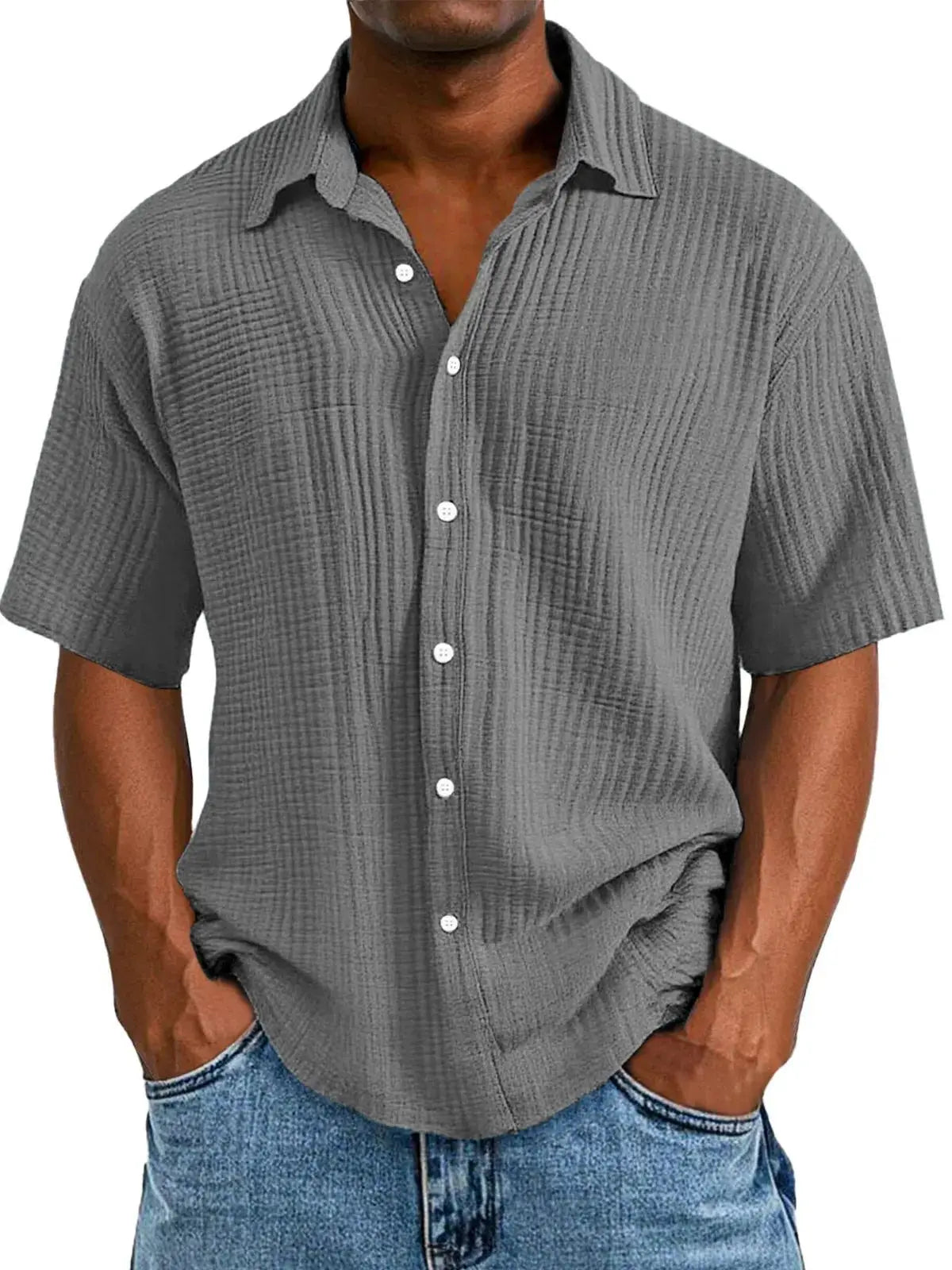 Hollis & June | Crinkle Short-Sleeve Shirt