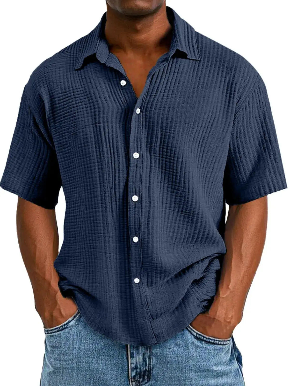 Hollis & June | Crinkle Short-Sleeve Shirt