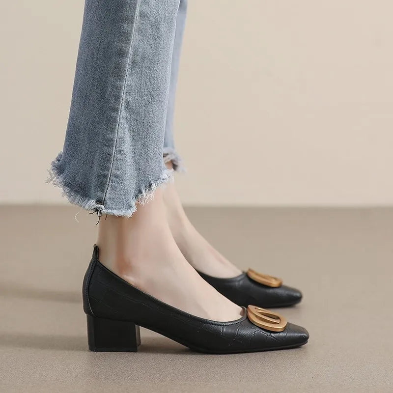 Hollis & June | Square Toe Heeled Pumps