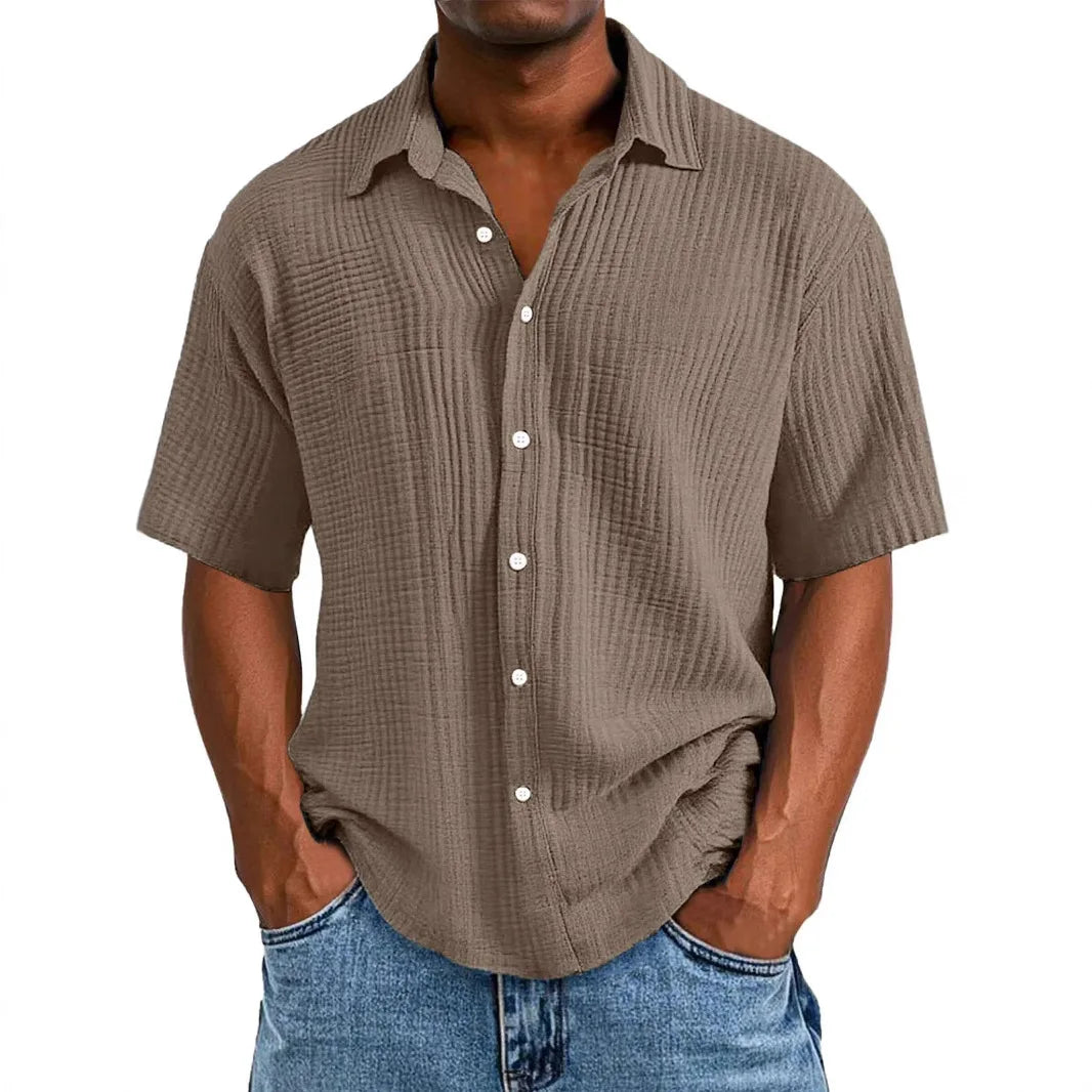 Hollis & June | Crinkle Short-Sleeve Shirt