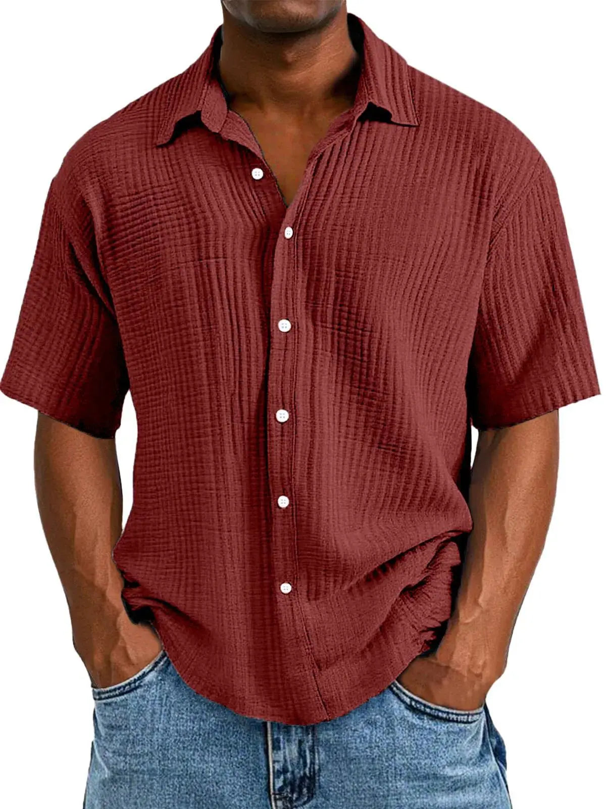 Hollis & June | Crinkle Short-Sleeve Shirt