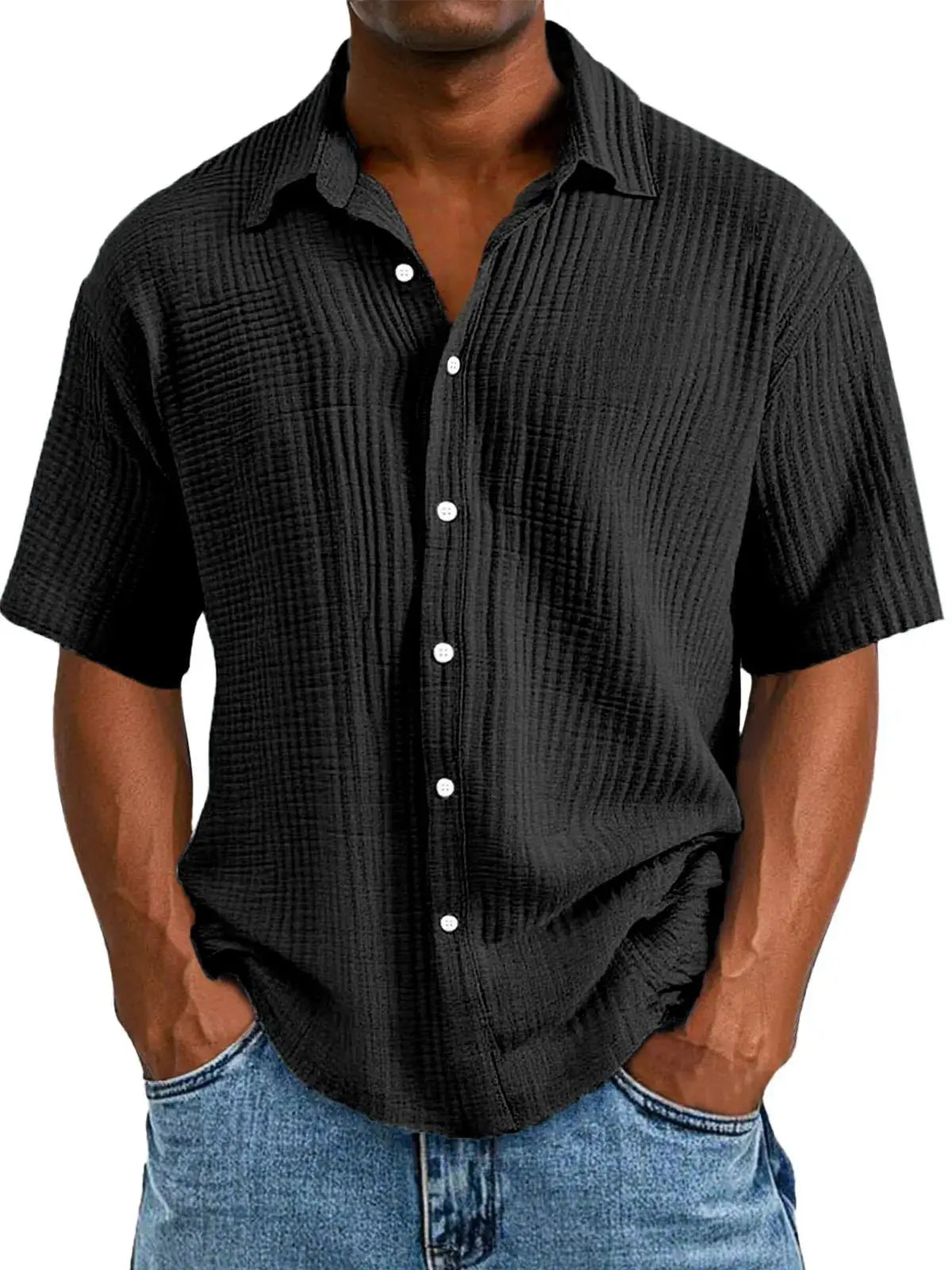 Hollis & June | Crinkle Short-Sleeve Shirt