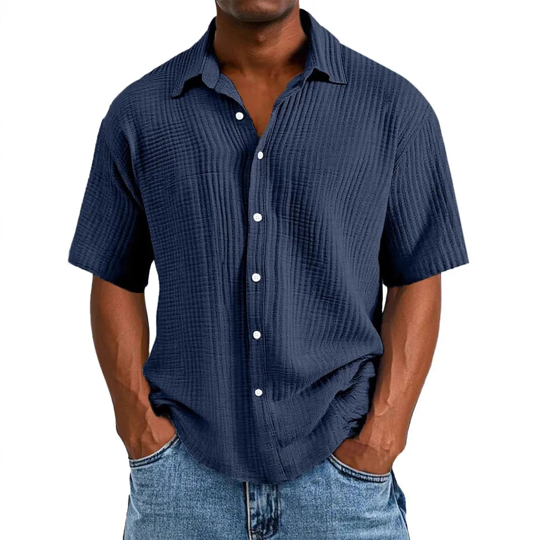 Hollis & June | Crinkle Short-Sleeve Shirt
