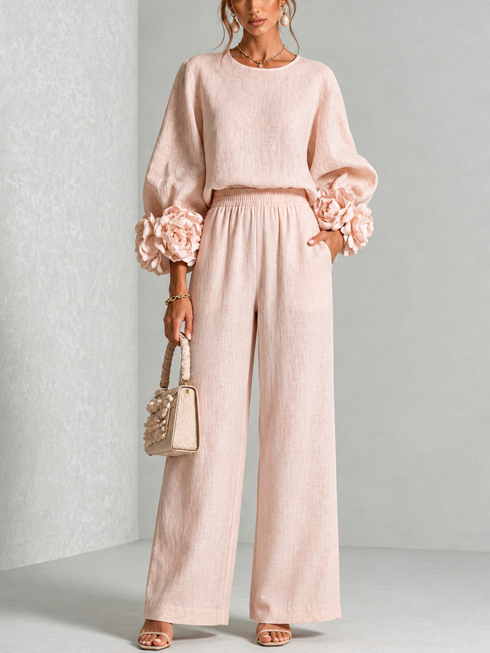 Hollis & June | Lenna Floral-Cuff Top & Trouser Set