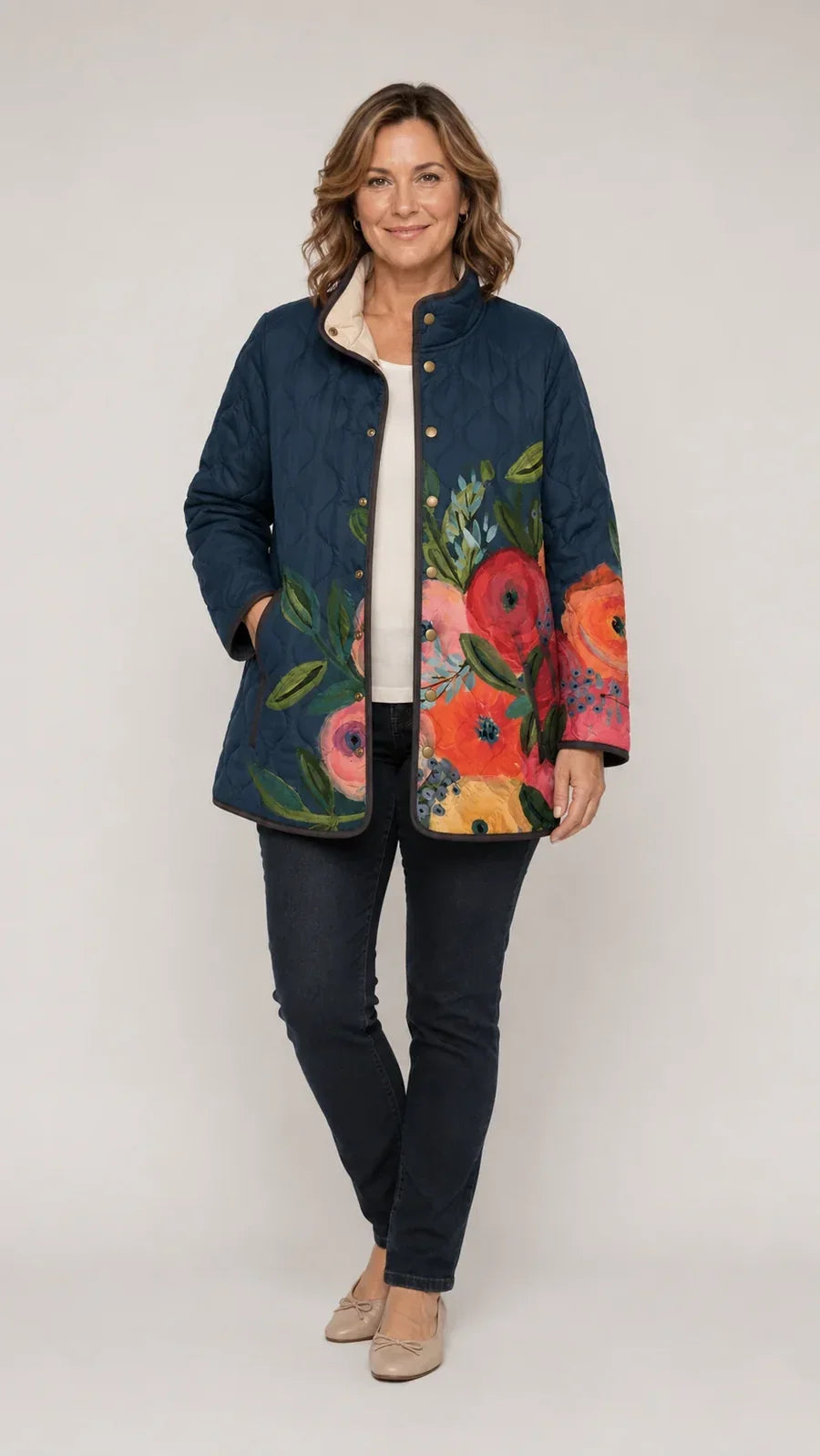 Hollis & June | Amaya Vintage Floral Quilted Jacket